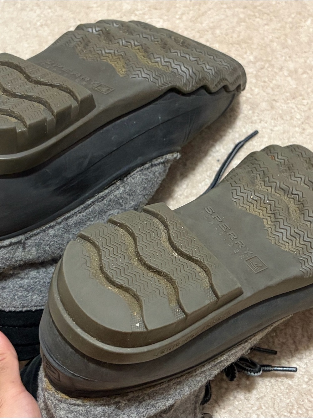 Sperry Men’s Gray Wool and Black Rubber Duck Boots - Picture 4 of 4